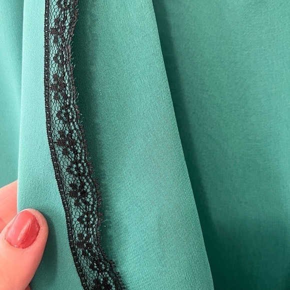 Costello Tagliapietra Blue Green Plunge Back Tie Waist Silk Midi Dress - Picture 6 of 9